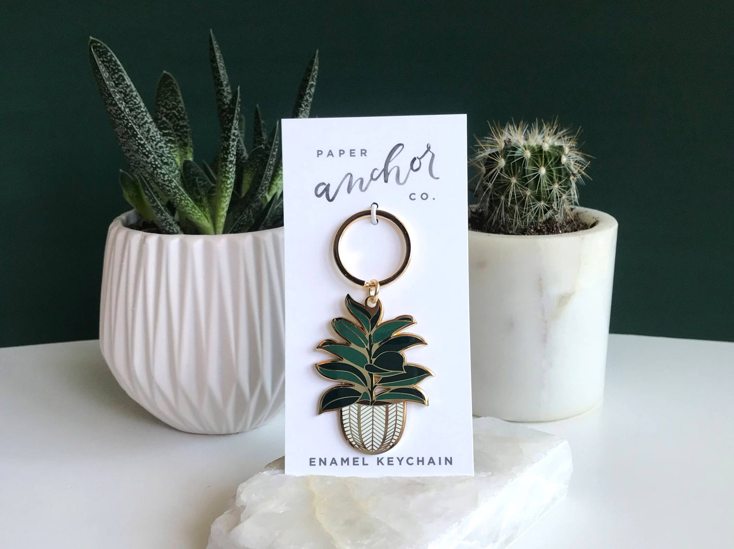 Rubber Tree Plant Keychain | Spring Gift