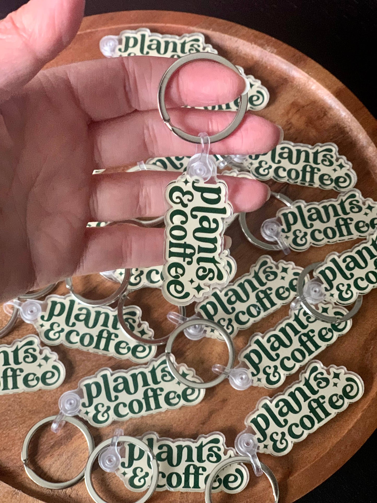 Plants & Coffee Keychain • Forest Green