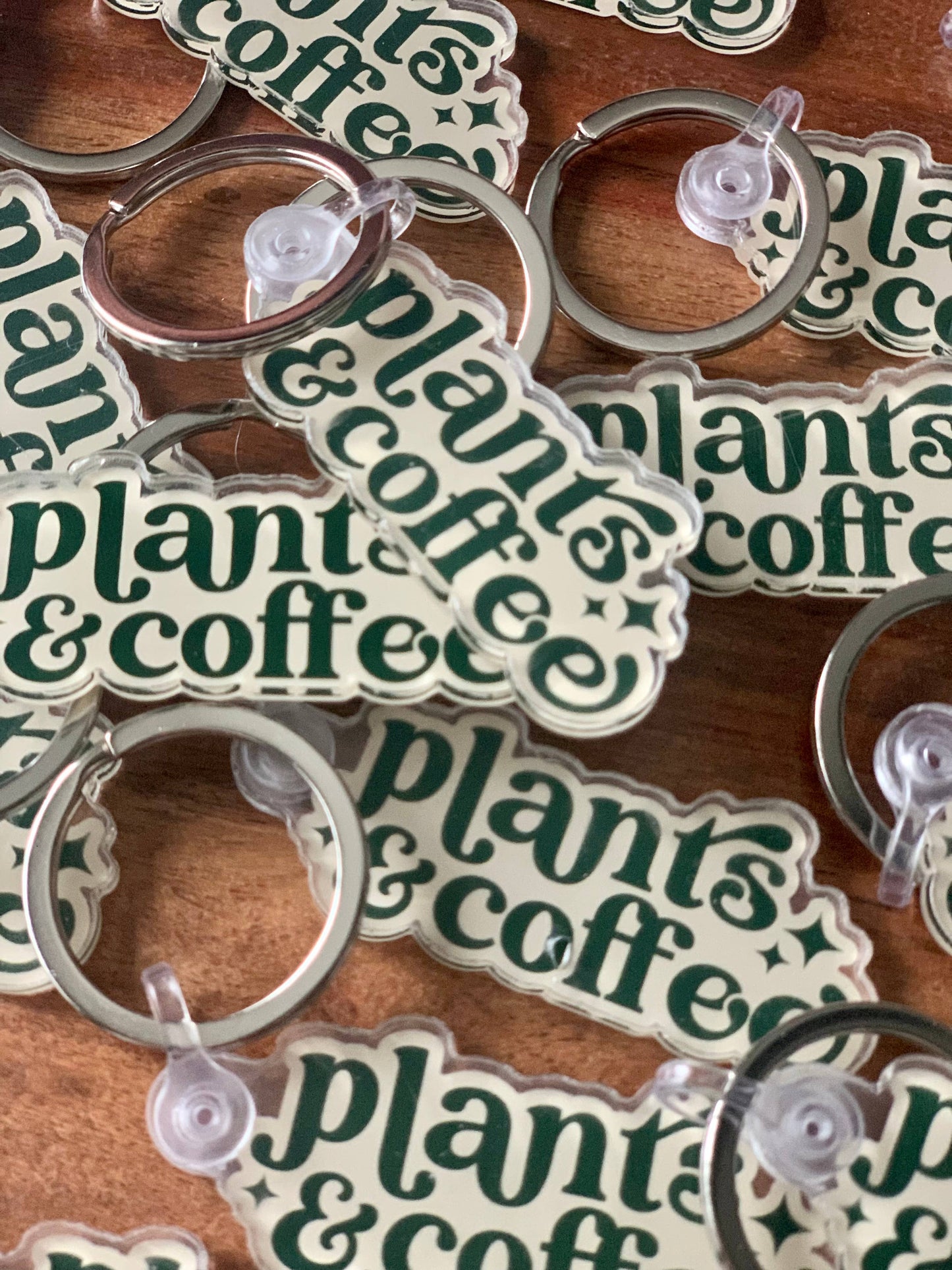 Plants & Coffee Keychain • Forest Green