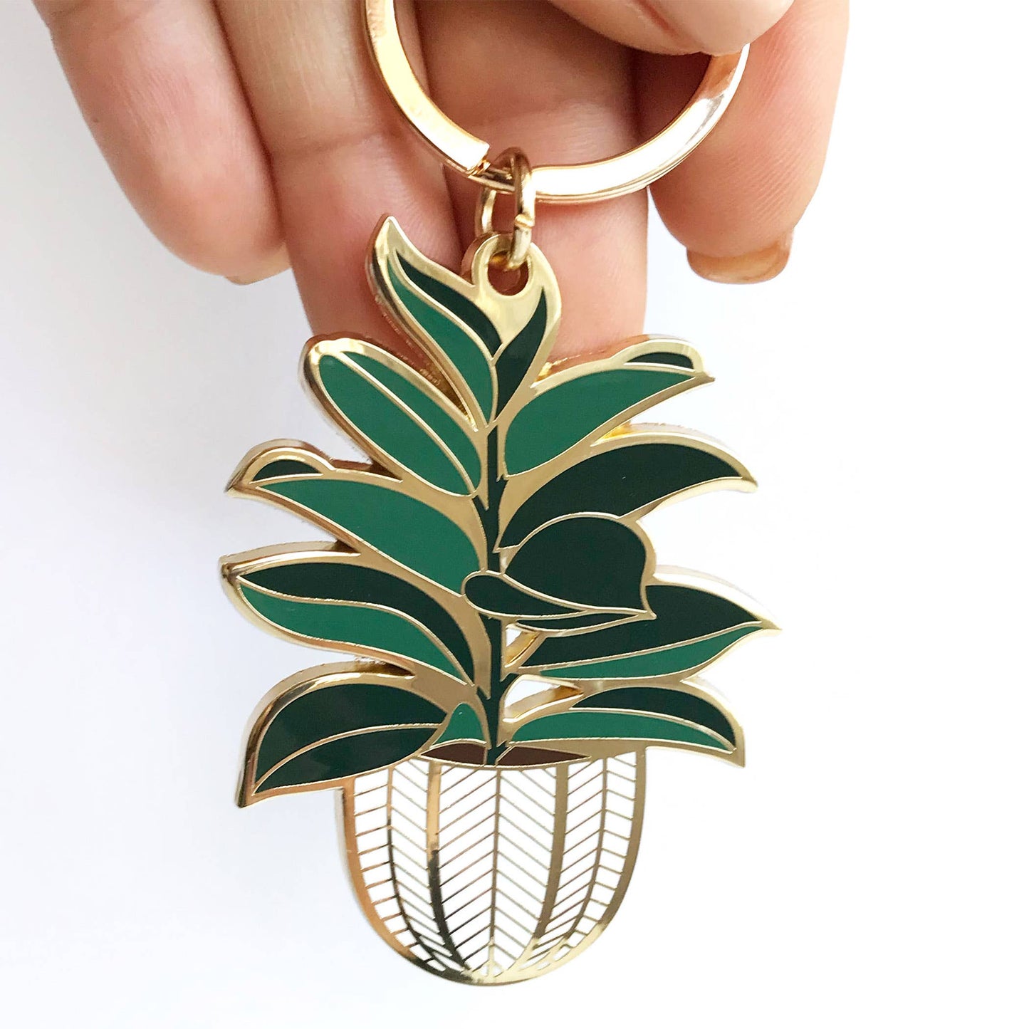 Rubber Tree Plant Keychain | Spring Gift