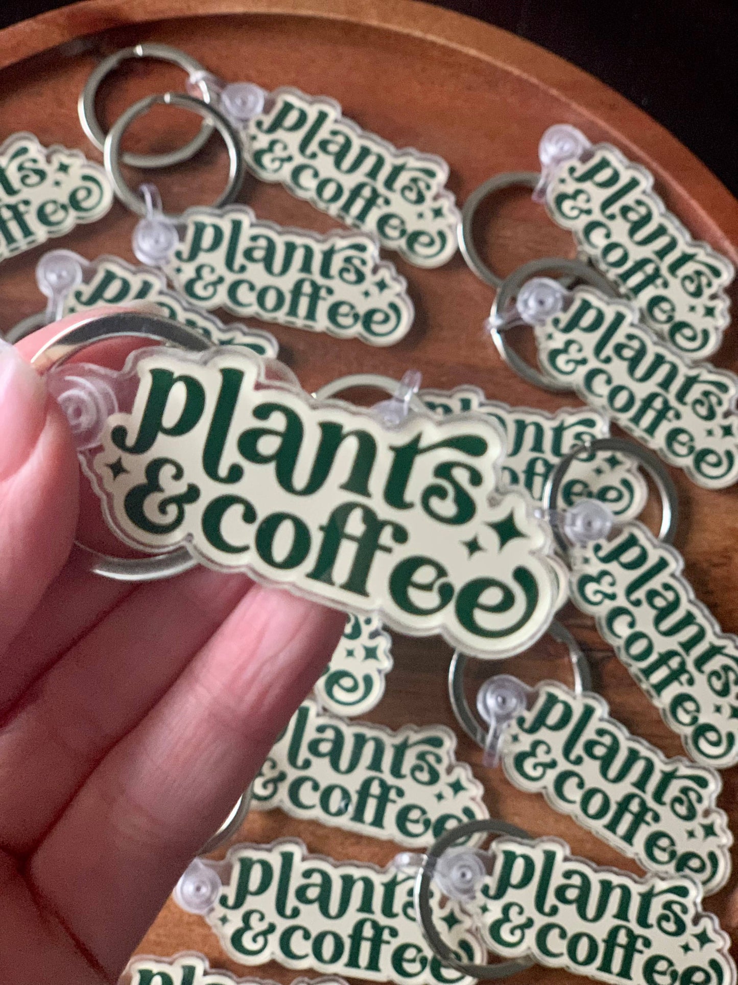 Plants & Coffee Keychain • Forest Green