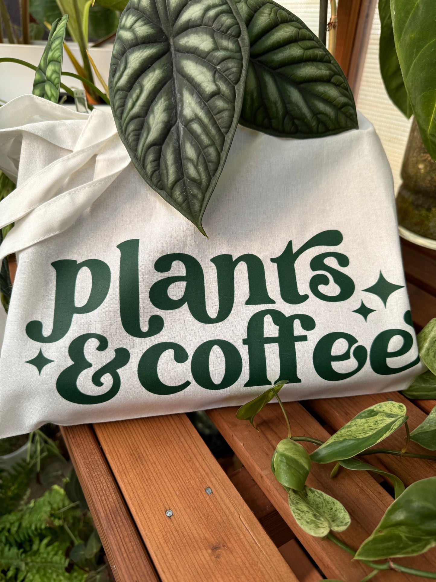 Plants & Coffee Tote Bag • white