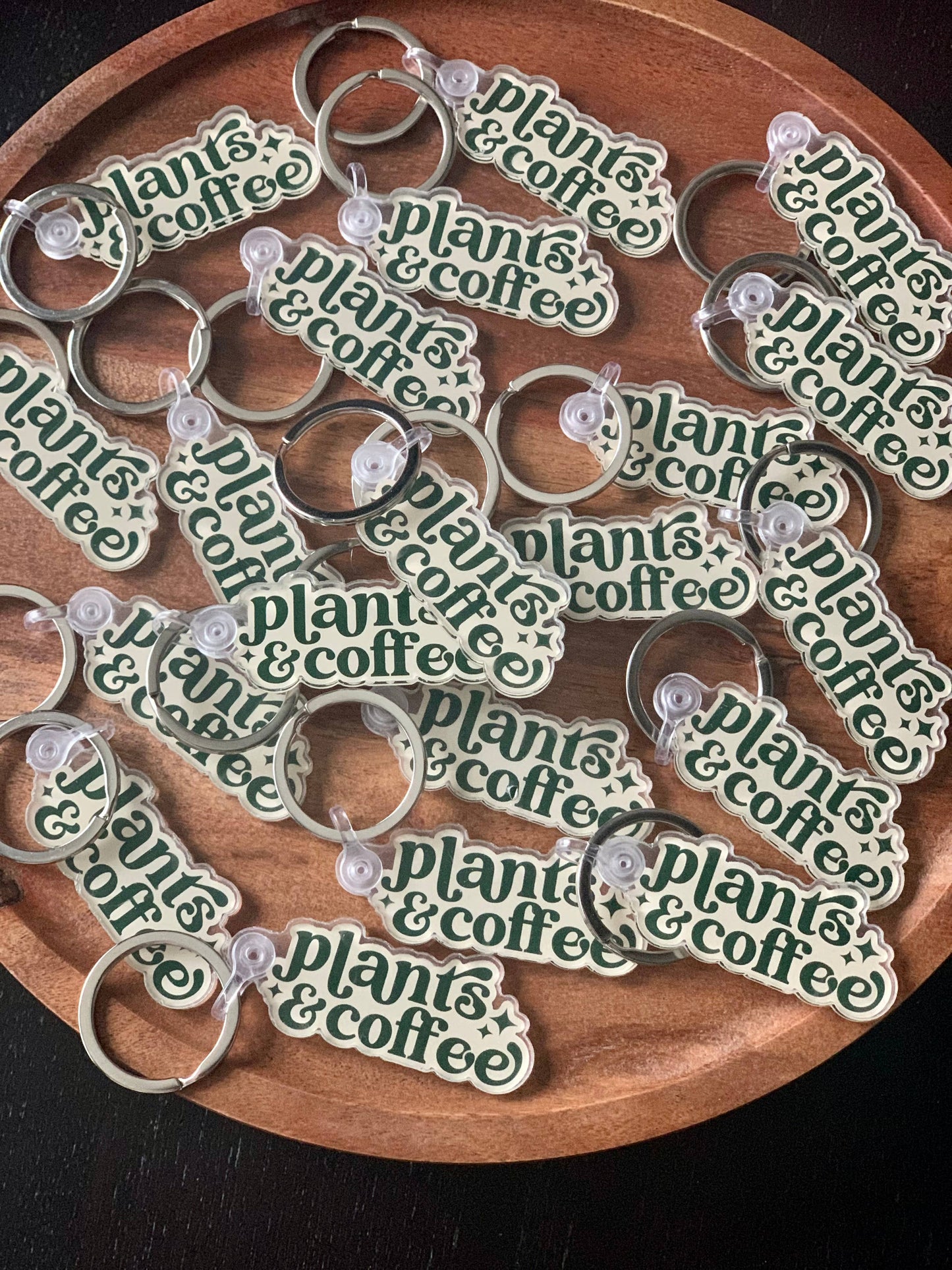 Plants & Coffee Keychain • Forest Green