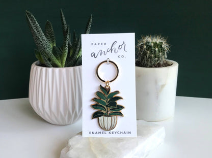 Rubber Tree Plant Keychain | Spring Gift