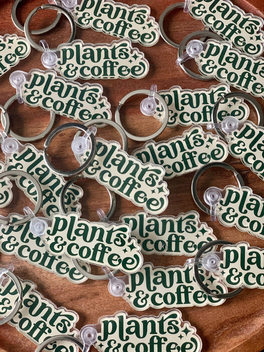 Plants & Coffee Keychain • Forest Green
