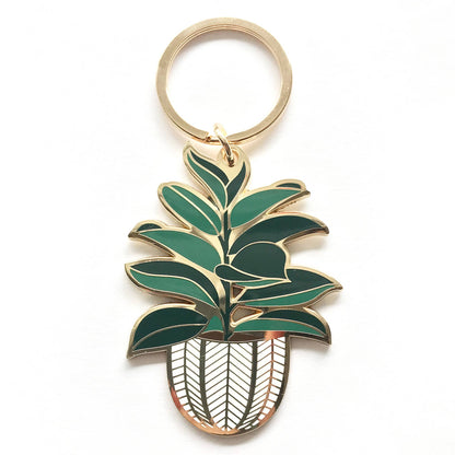Rubber Tree Plant Keychain | Spring Gift