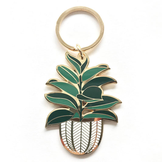 Rubber Tree Plant Keychain | Spring Gift