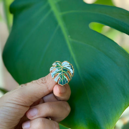 Monstera Variegated Leaf Enamel Pin | Plant Enamel Pin