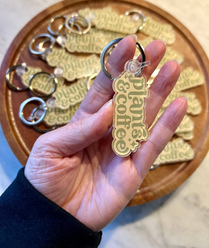 Plants & Coffee Keychain • sage