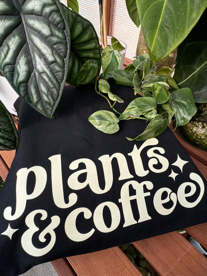 Plants & Coffee Tote Bag • black